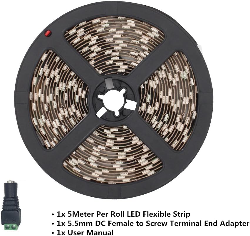 LightingWill LED Strip Lights CRI90 SMD5050 150LEDs 16.4Ft/5M Ultra Warm White 2700K-3000K DC12V 36W 30LEDs/M 7.2W/M 10mm White PCB Flexible Ribbon Strip with Adhesive Tape Non-Waterproof H5050UWW150N