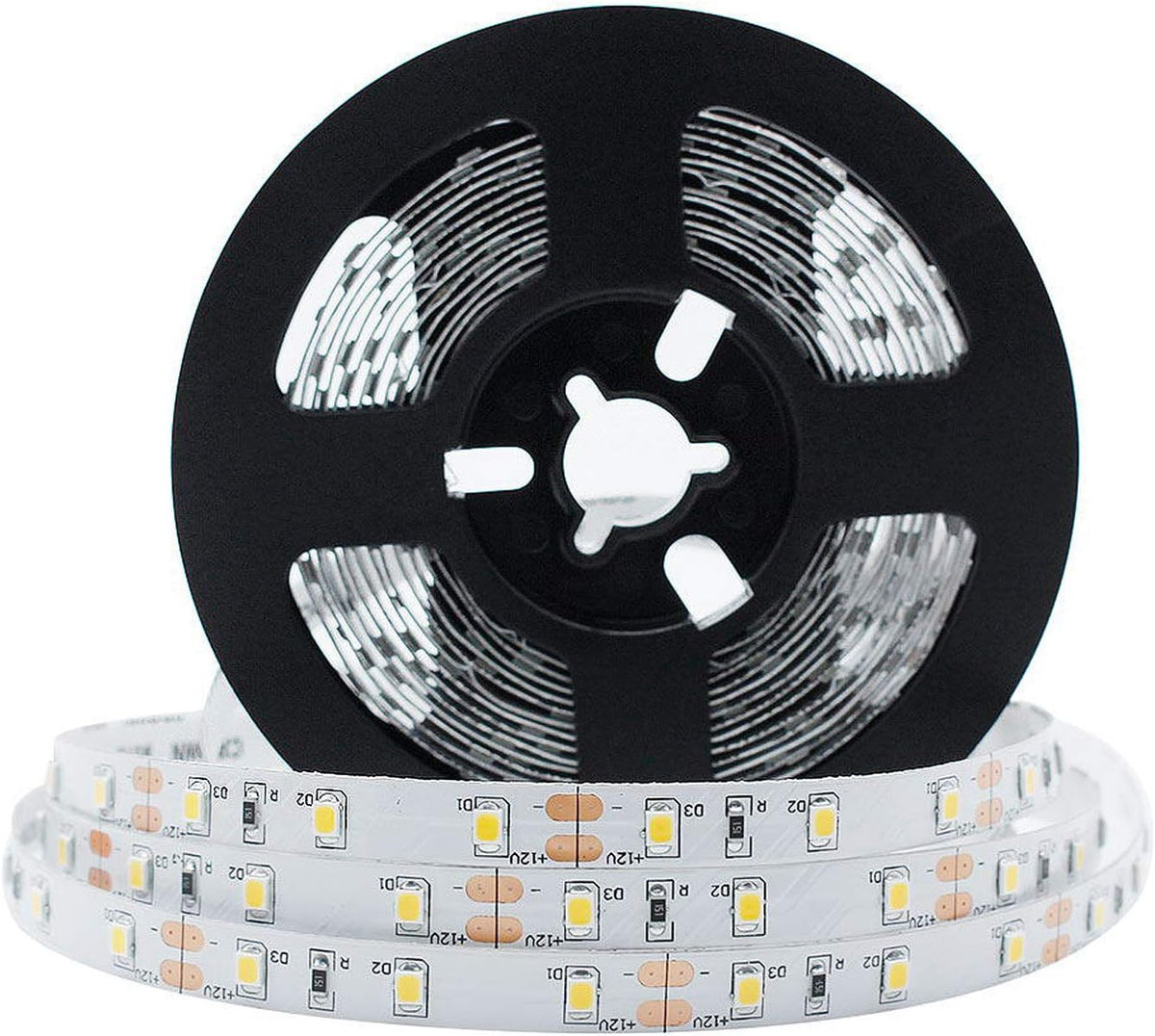 LightingWill LED Strip Light CRI90 SMD3528 16.4Ft(5M) 300LEDs Warm White 3000K-3500K 60LEDs/M DC12V 24W 4.8W/M 8mm White PCB Flexible Ribbon Strip with Adhesive Tape Non-Waterproof H3528WW300N