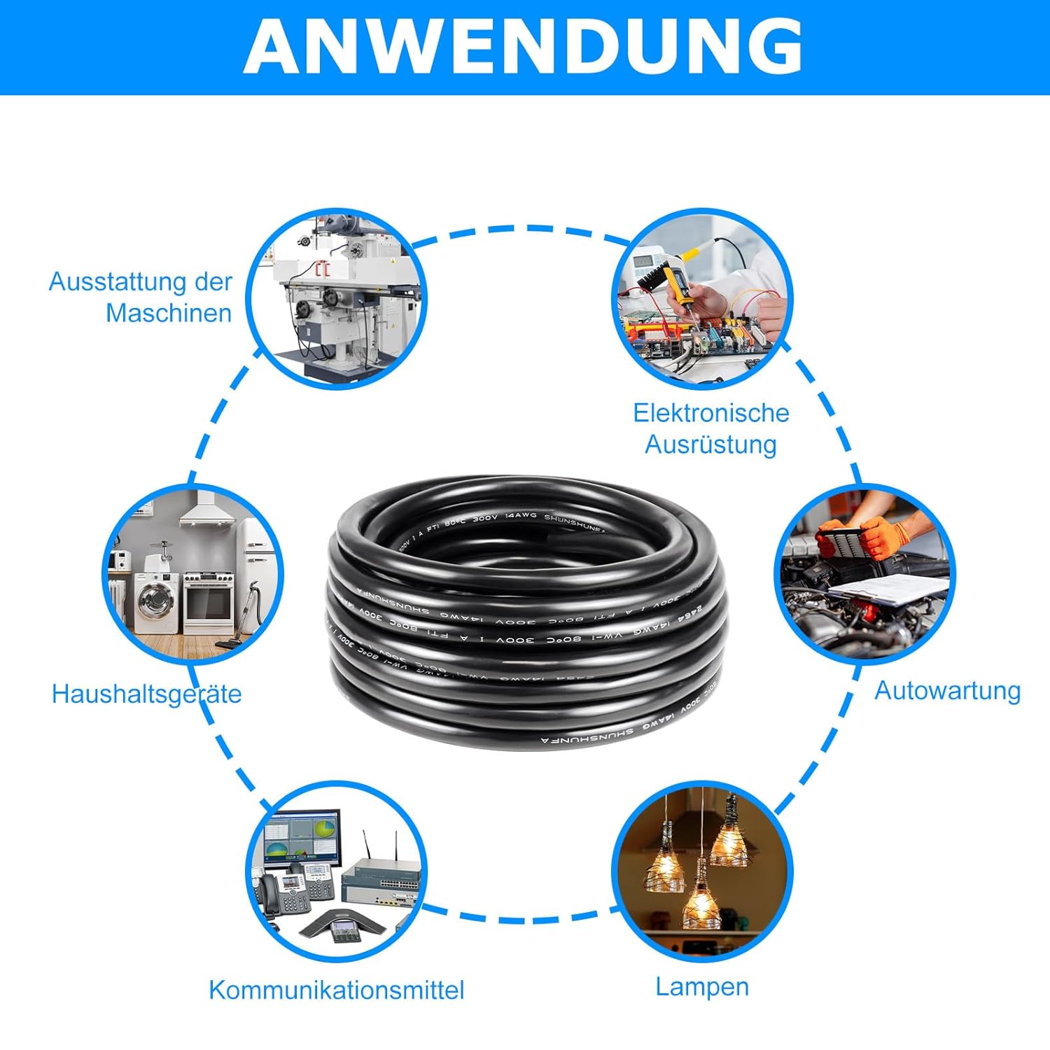 5/10/20/30 Metres 14/22 AWG, 3 x 2.0/4 x 2.0/6 x 0.3/6 x 2.0 mm² Electric Cable, 6 Core Cable, 5V/12V/24V/300V Power Cable, Tinned Copper Cable, Flexible and Soft, Low Impedance, High Temperature Resistance, Extension Cable