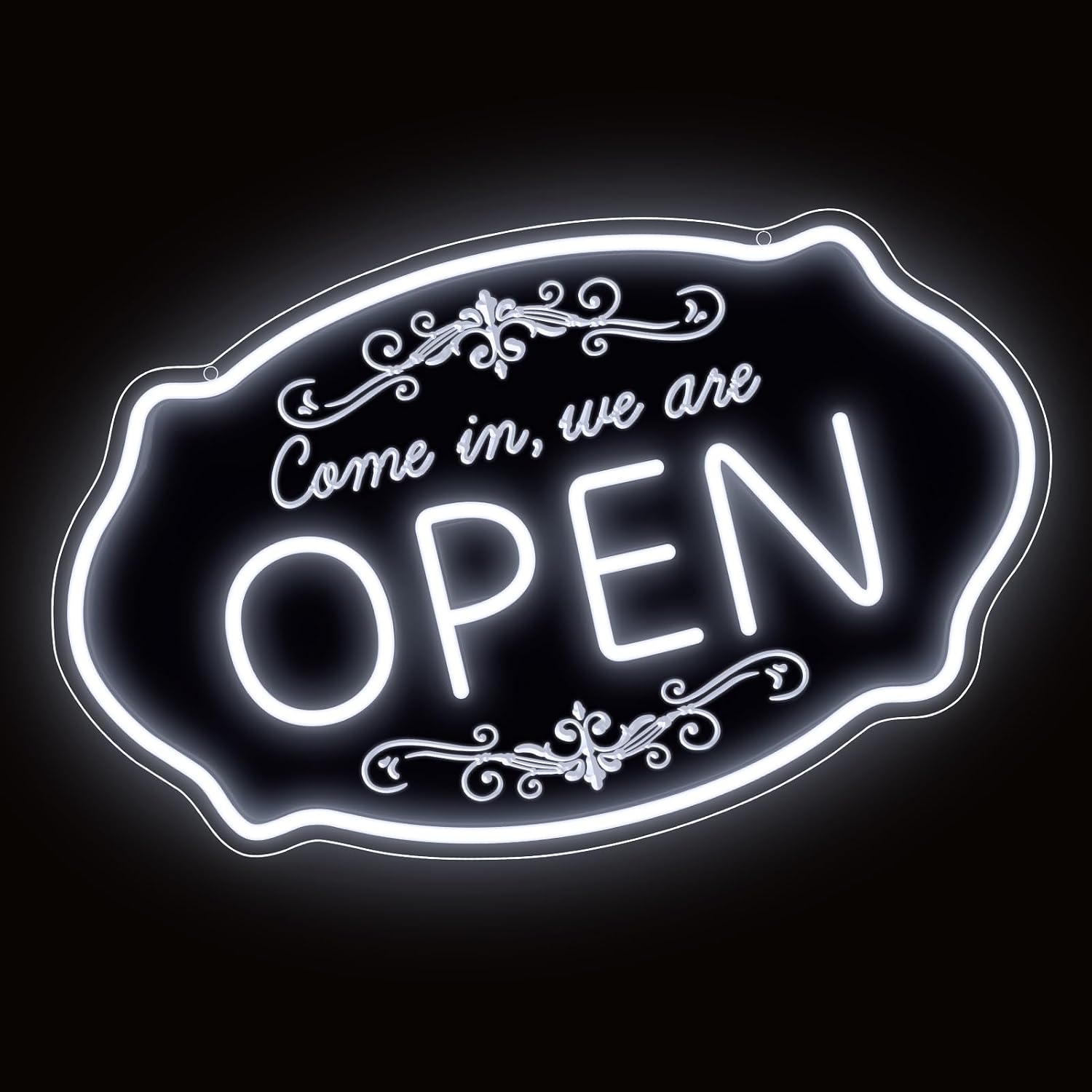 WE ARE OPEN COME IN LED Silicone LED shop signs – 23.5×14 Inch & 16.5×10 Inch | 5V USB Powered Dimmable Light with Engraved Back Design for Cafes, Restaurants & Retail Shops