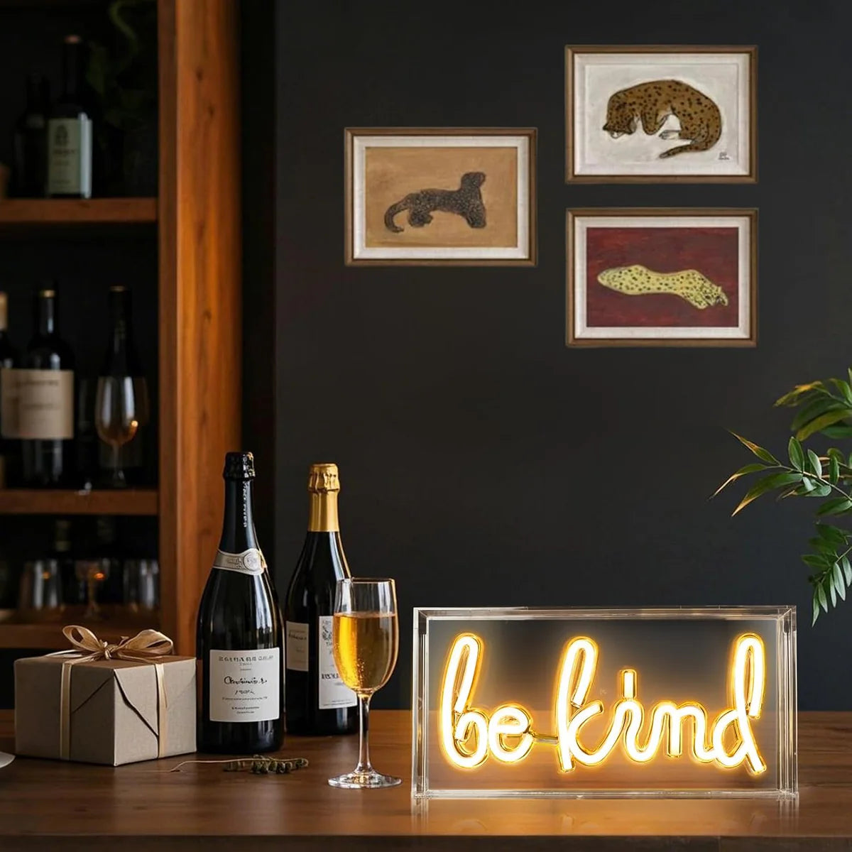 BE KIND Desk Lightbox Sign – Warm White/ Pink | Rectangular 12x6 inch | USB Powered | Tabletop Display | For Girls' Room, Bedroom, Pub, Hotel, Beach, Cock