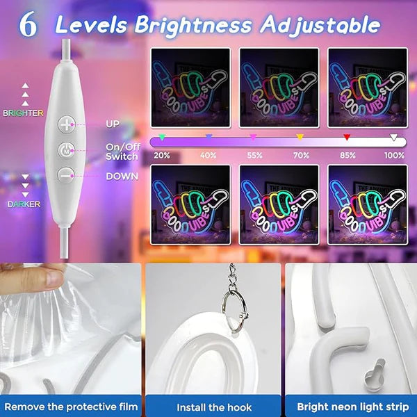 Good Vibes LED Sign – Shaka Hand Sign | USB Neon Light for Wall Decor | 17×13 inch | Hanging | Ideal for Bedroom, Dorm, Lounge, Party