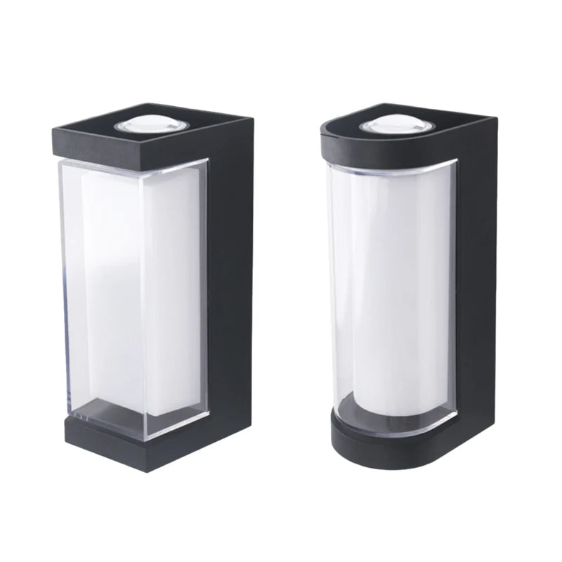 LightingWill LED Wall Light 7W Outdoor Waterproof Wall Sconce 3000K 6500K Square Round Up Down Wall Light IP65 Plastic Porch Garden Balcony Indoor 4 Pack