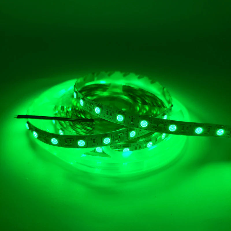 SMD5050 LED Strip Light, 5m Roll | 12V DC | 60 LEDs/m | 12W/m | Standard Brightness | Red / Green / Blue / Yellow / Pink / Icy Blue | IP00 / IP65 / IP67