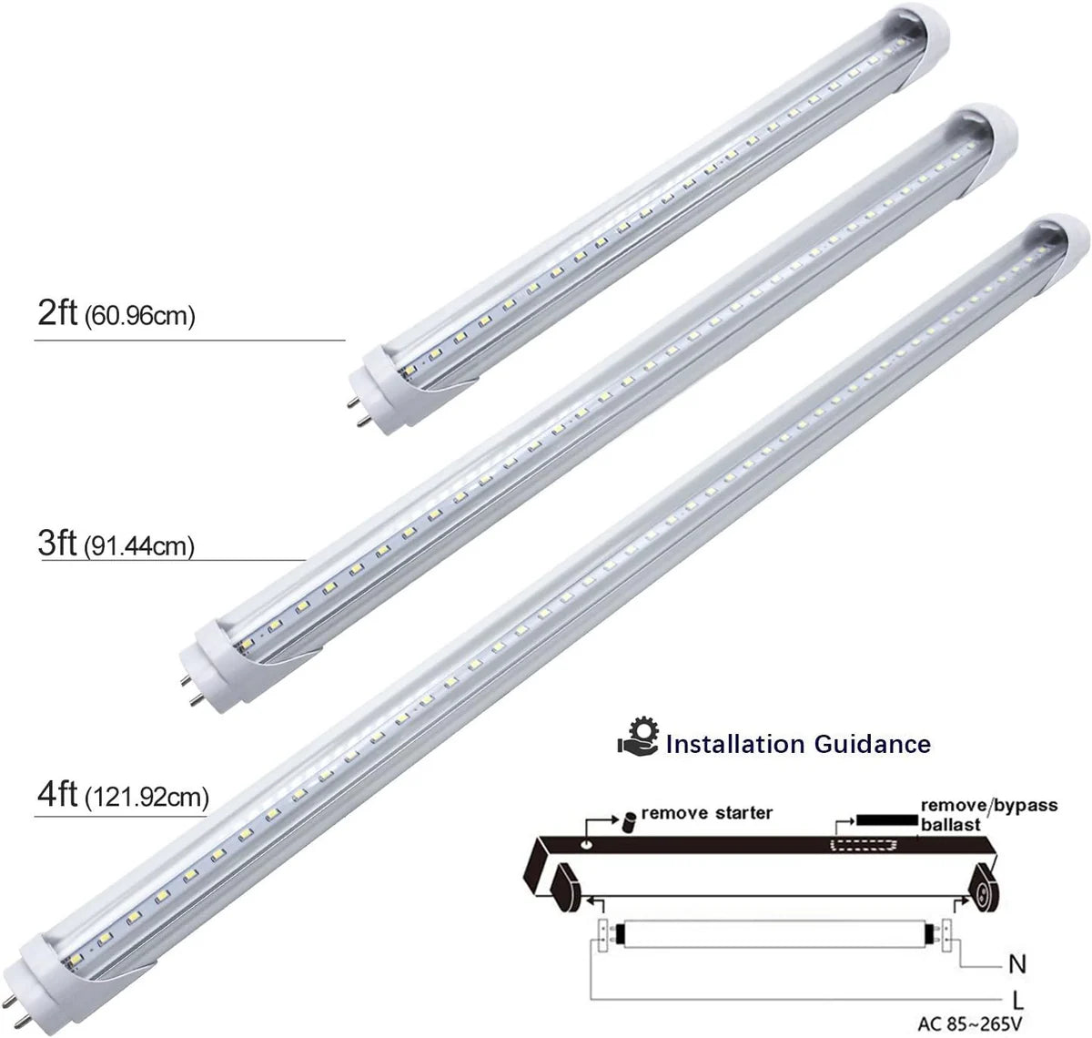 3ft 15W T8 LED Tube Lamp, Retrofit Type Frosted Cover 3000K / 4000K / 5000K Ballast Bypass Non-Dimmable (AC90-240V) or 110V Dimmable 4-Pack or 20-Pack