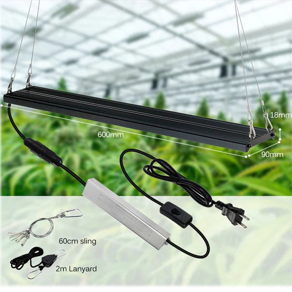 Full Spectrum Quantum Panel LED Grow Light - AC100–265V | 80W | SMD2835 - 411 LEDs | 5000K / 3000K + 660nm Red + 730nm IR + 460nm Blue + 395nm UV | Included Hanging Rope, Switch Power Supply | for Indoor Plants & Hydroponics