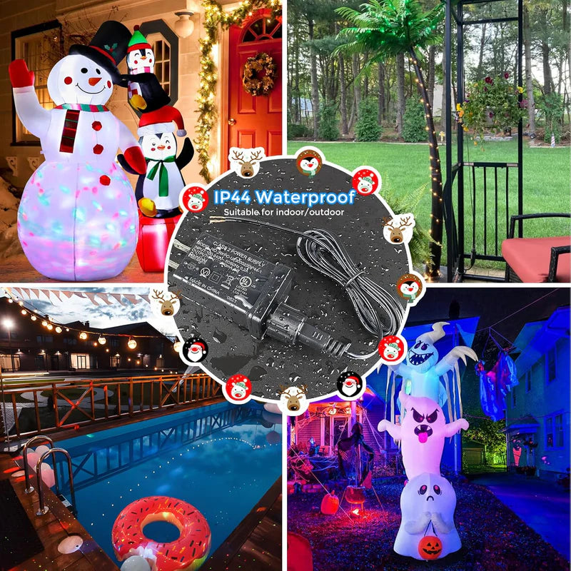 LightingWill IP44 Class 2 Power Supply AC 100–240V to DC 4.5V/12V/24V/30V Waterproof Outdoor LED Driver Adapter Transformer, US Plug for Inflatable Decorations, String Lights, Christmas Trees