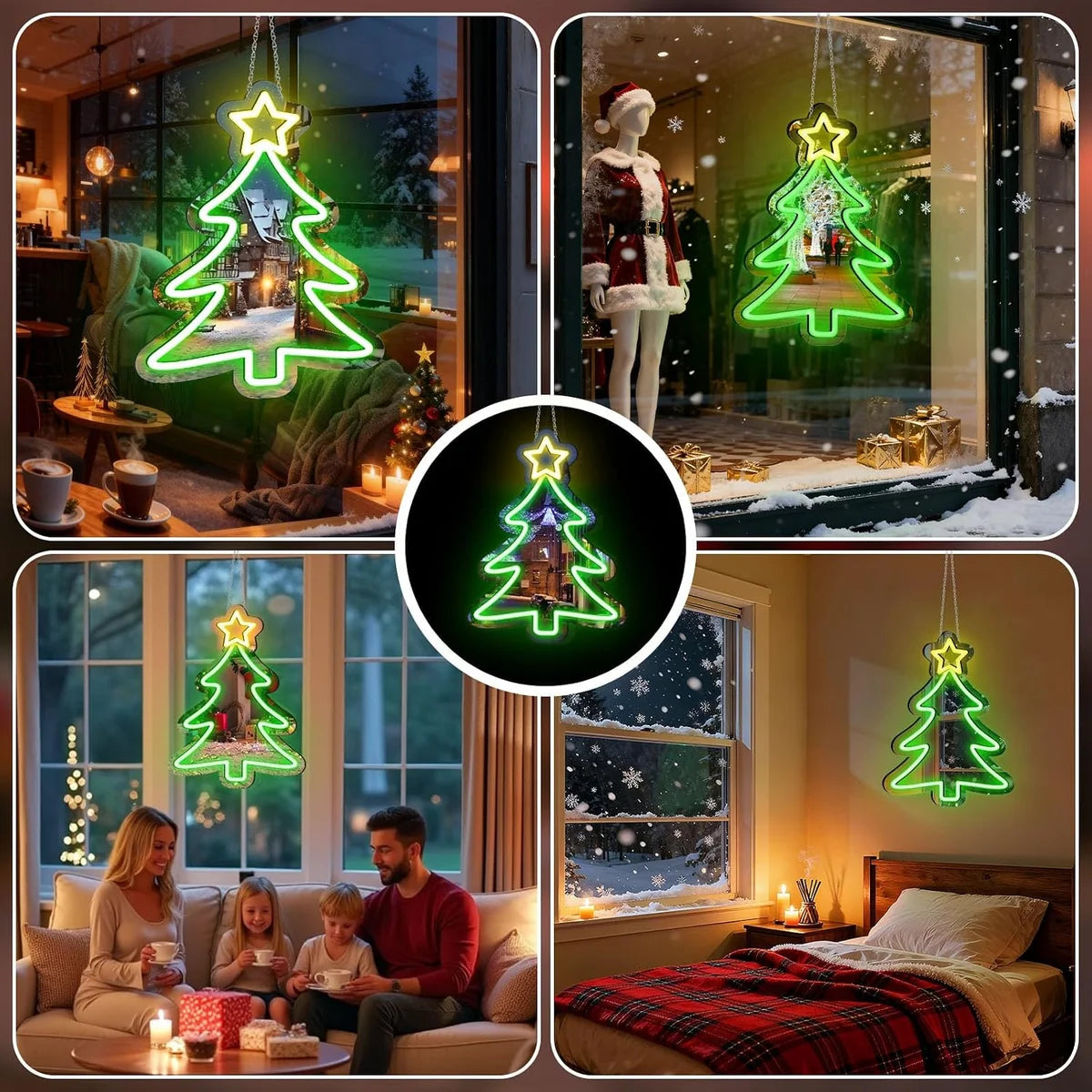 LED Neon Signs – Christmas Tree Silicone Neon Sign – 16×12 Inch | 5V USB Powered Dimmable Green & Yellow Glow LED Wall Light | Neon Lamp with Accessories Included | Hanging Holiday Decor for Christmas Party, Bedroom & Home Spaces