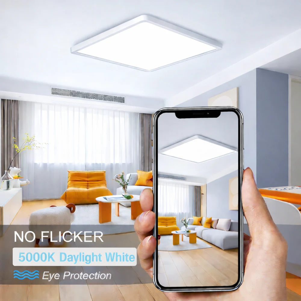 15.7 Inch 18W White / Black Square Ceiling Light – AC 110–130V | 3000K / 4500K / 5000K / 6500K | Flush Mount Ceiling Light for Modern Home Lighting | 1-Pack – Local Stock (US)