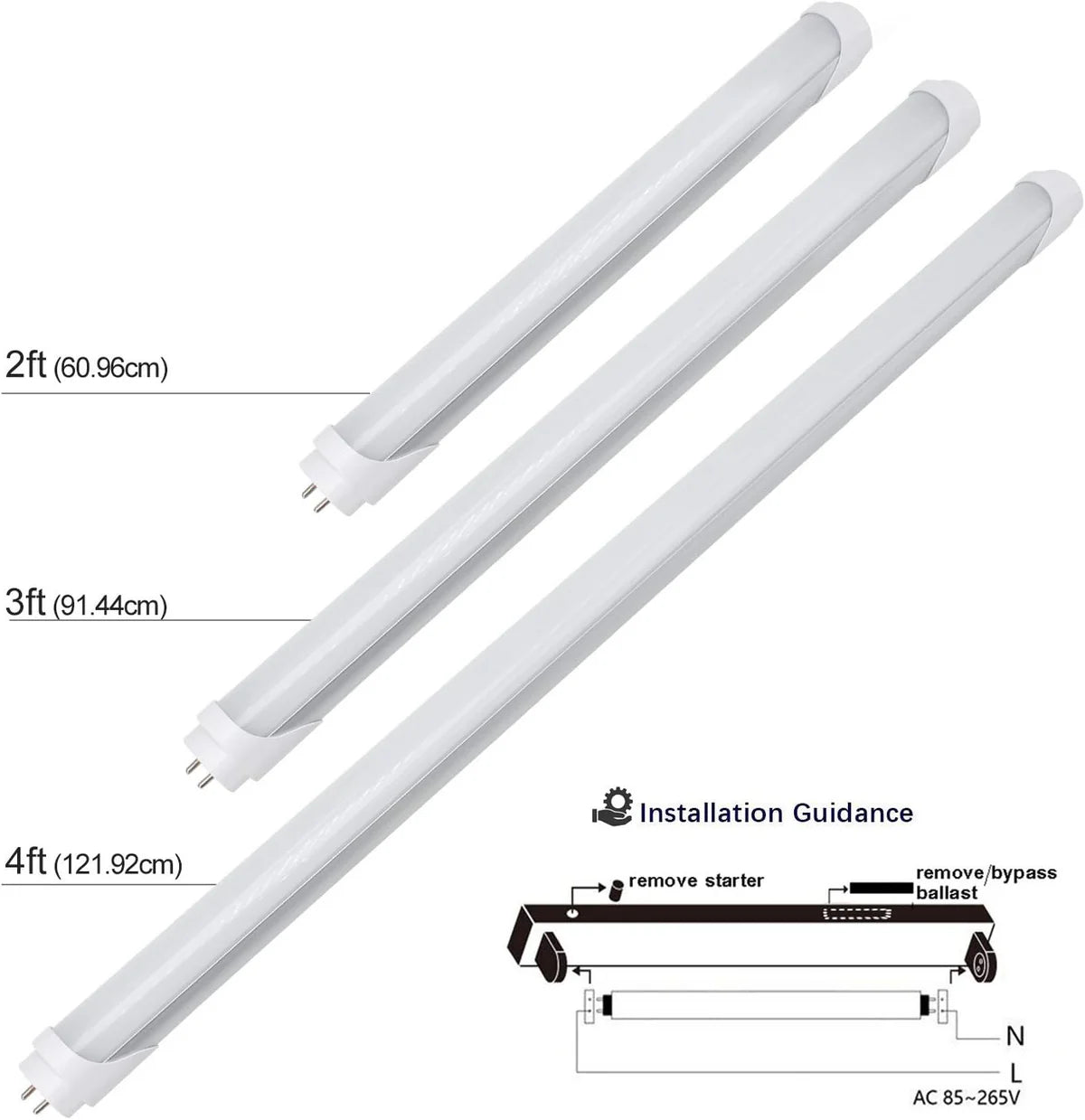 3ft 15W T8 LED Tube Lamp, Retrofit Type Frosted Cover 3000K / 4000K / 5000K Ballast Bypass Non-Dimmable (AC90-240V) or 110V Dimmable 4-Pack or 20-Pack