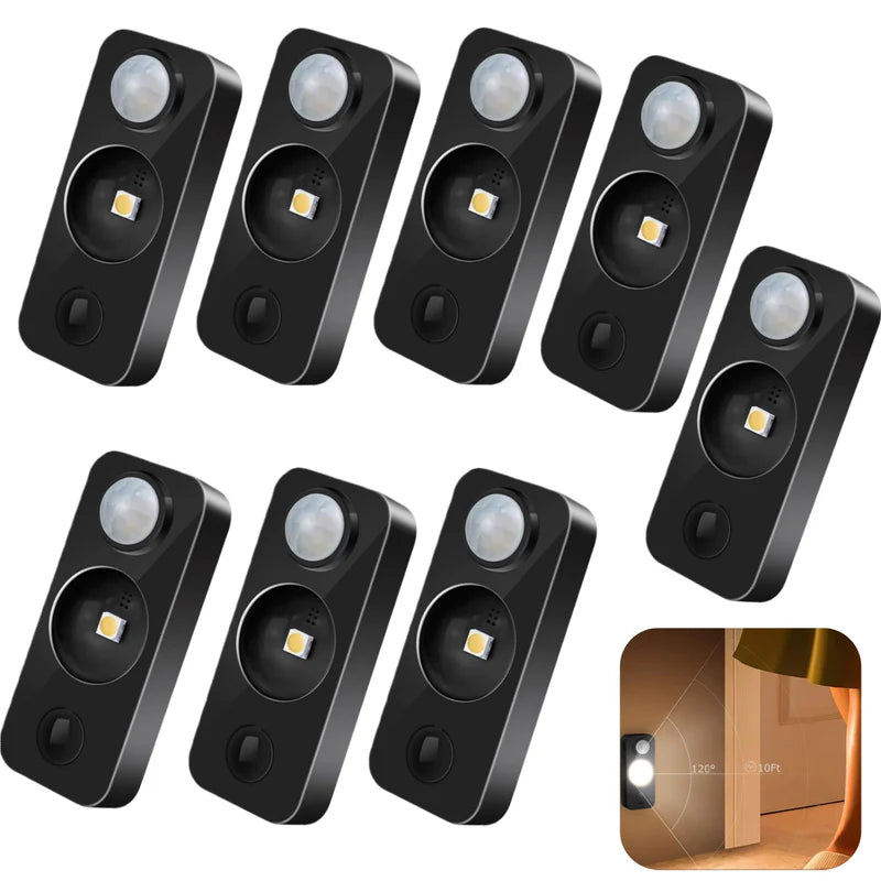 LightingWill Rechargeable LED Puck Closet Light 4/6/8 Pack, Motion Sensor Tap Switch Dimmable Cabinet Light, Warm / Daylight White, Black / White Finish, Easy Mounting for Closets and Cabinets