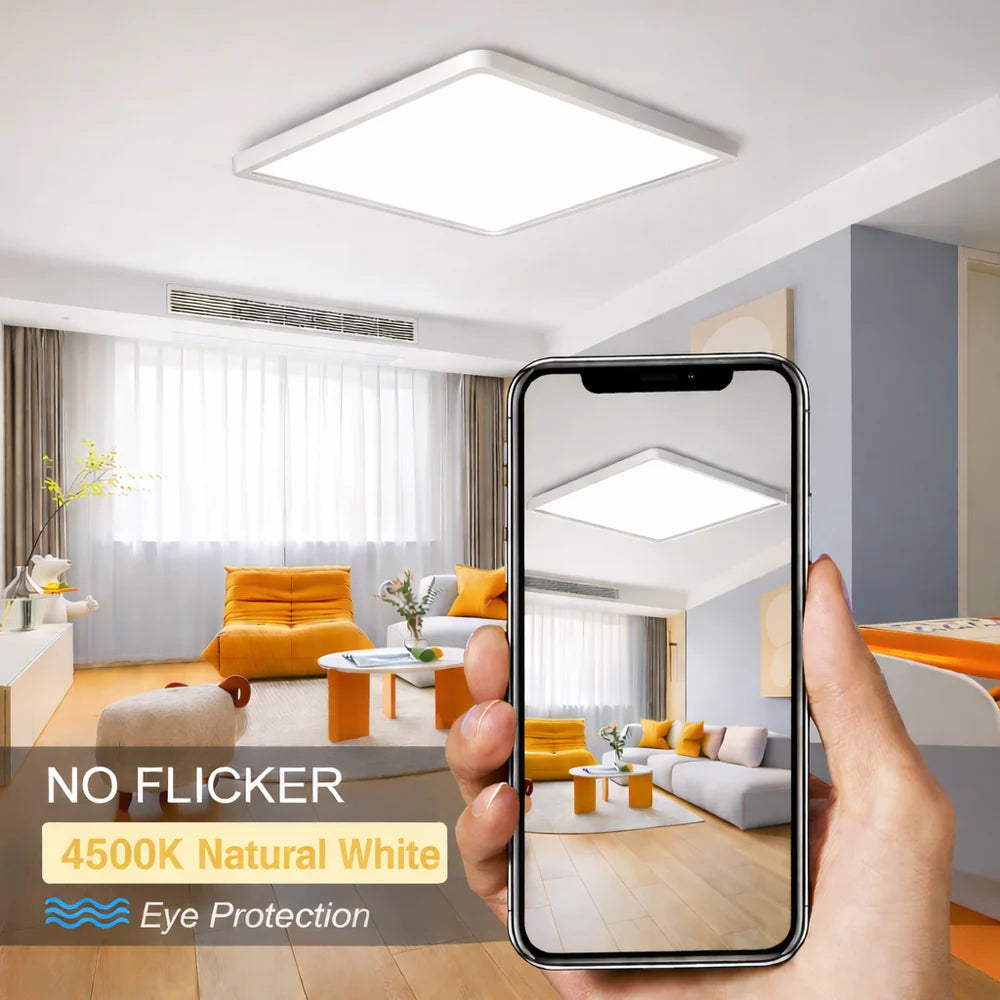 15.7 Inch 18W White / Black Square Ceiling Light – AC 110–130V | 3000K / 4500K / 5000K / 6500K | Flush Mount Ceiling Light for Modern Home Lighting | 1-Pack – Local Stock (US)