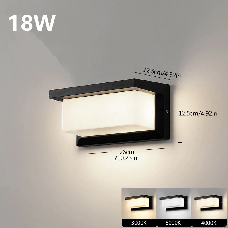 LightingWill LED Wall Light 18W 30W 50W Outdoor Waterproof Wall Sconce 3000K 4000K 6000K Black Up Down Wall Light IP65 Aluminum Porch Garden Balcony Indoor