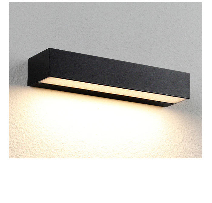 LightingWill LED Wall Light 12W 18W 24W Outdoor Waterproof Wall Sconce 3000K 6000K Long Linear Black Up Down Wall Light IP65 Aluminum Porch Garden Balcony Indoor