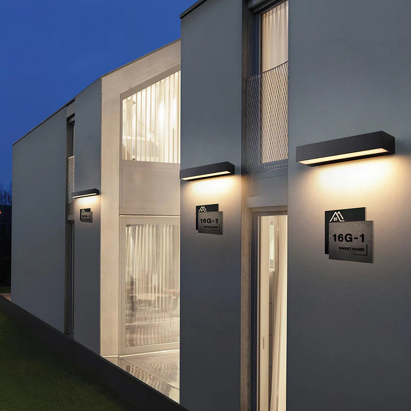 LightingWill LED Wall Light 12W 18W 24W Outdoor Waterproof Wall Sconce 3000K 6000K Long Linear Black Up Down Wall Light IP65 Aluminum Porch Garden Balcony Indoor