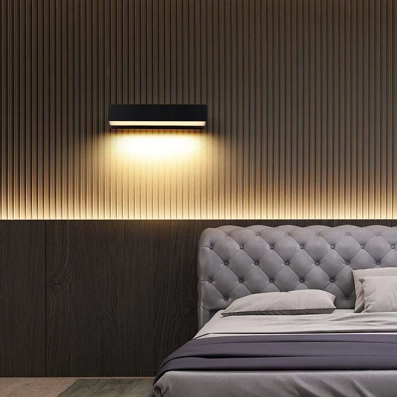 LightingWill LED Wall Light 12W 18W 24W Outdoor Waterproof Wall Sconce 3000K 6000K Long Linear Black Up Down Wall Light IP65 Aluminum Porch Garden Balcony Indoor