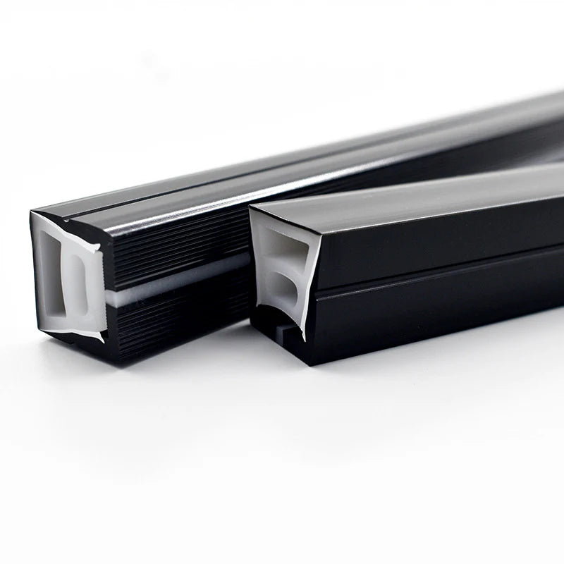 S2020 Black Neon Light Housing – 20x20mm | Silicone LED Channel System | 12mm PCB Width | IP67 Waterproof | 16.4FT/5M*1/16.4FT/5M*5 | Local Stock US/UK/DE