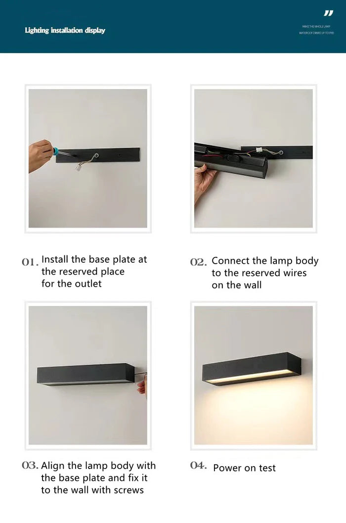 LightingWill LED Wall Light 12W 18W 24W Outdoor Waterproof Wall Sconce 3000K 6000K Long Linear Black Up Down Wall Light IP65 Aluminum Porch Garden Balcony Indoor