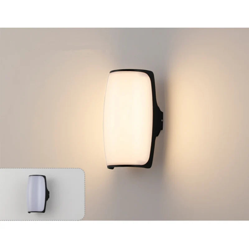 LightingWill LED Wall Light 18W Outdoor Waterproof Wall Sconce 3000K 4000K 6000K Black Smooth Curve Up Down Wall Light IP65 Aluminum Porch Garden Balcony Indoor 2 Pack