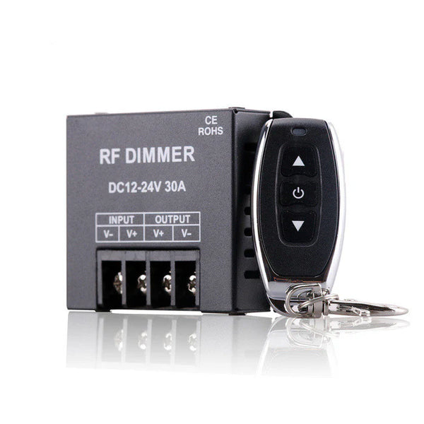 LightingWill LED Strip Dimmer DC12V 24V 30A High Power RF Remote LED Controller for Single Color 5050 3528 LED Strips