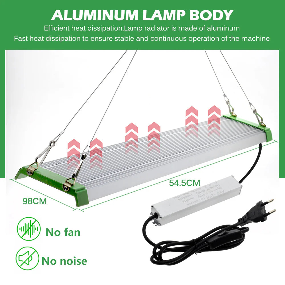 Full Spectrum Quantum Panel LED Grow Light - AC85–277V | 45W | SMD2835 - 226 LEDs | 5000K / 3000K + 660nm Red + 730nm IR + 395nm UV | Included Hanging Rope, Switch Power Supply | for Indoor Plants & Hydroponics