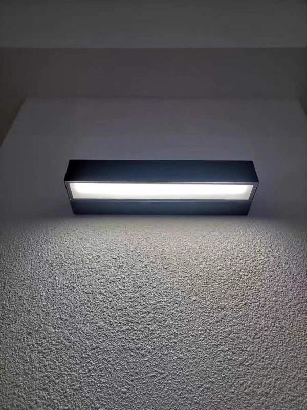 LightingWill LED Wall Light 12W 18W 24W Outdoor Waterproof Wall Sconce 3000K 6000K Long Linear Black Up Down Wall Light IP65 Aluminum Porch Garden Balcony Indoor