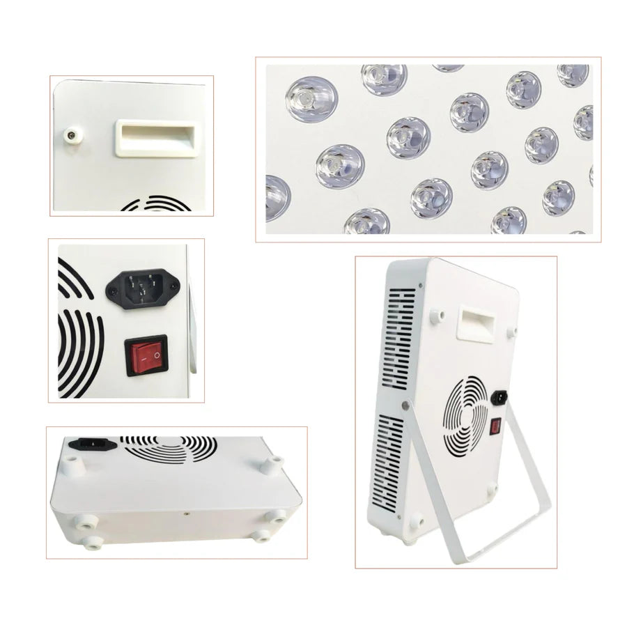 100W Desktop Infrared Therapy Lamp – 70 LEDs | Touch Screen | Red Light 660nm & IR 850nm | Dimmable Timer | AC100–240V | Desktop Stand Design | for Skin Care | Hanging Rope & Goggles Included | US / EU / UK / AU Plug