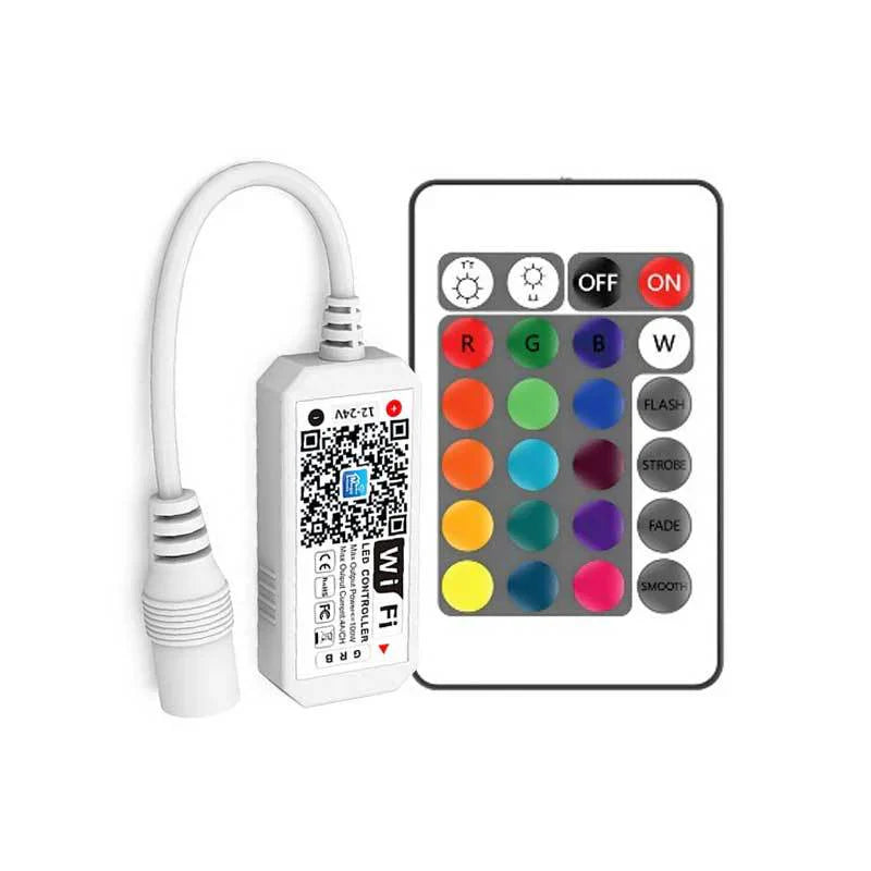 LightingWill Smart WIFI SMD5050 300LEDs RGB LED Strip Light Kit - DC12V | 60 LEDs/M | 10mm PCB | IP00 / IP65 | 5M | RGB Color Changing LED Strip Lights with Alexa, Google Assistant | App Control & 24 Keys Controller + Power Supply | 5M