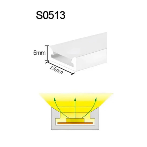 S-TE Series 5×13mm Top Emitting LED Neon Housing | 10mm PCB Width | S0513 Silicone Neon Profile | IP67 Waterproof | 16.4FT/5M | Standard Install | Bedroom Mirror Accent Lighting | Local Stock US/UK/DE