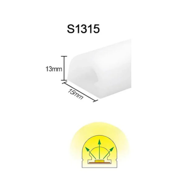 S-TE Series 13×15mm Top Emitting LED Neon Housing | 10mm PCB Width | S1315 Architectural Neon Housing | IP67 Waterproof | 16.4FT/5M | Standard Install | Bar Counter Accent Lighting | Local Stock US/UK/DE