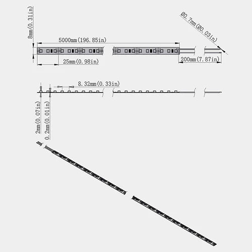 SMD2835 LED Strip Light, 5m Roll | 12V DC | 120 LEDs/m | 10W/m | Standard Brightness | Red / Green / Blue / Yellow / Pink / Icy Blue | 8mm PCB | IP00 / IP67 Waterproof Options