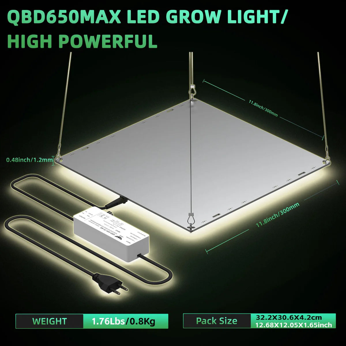 Ultra-Thin Quantum Board LED Grow Light - AC110 -220V | 65W / 85W / 120W / 150W | Full Spectrum | 0-10V Dimming | Included Hanging Rope, Dimmable Driver| Plant Grow Light for Seedling, Veg & Bloom | US / EU / UK / AU Plug