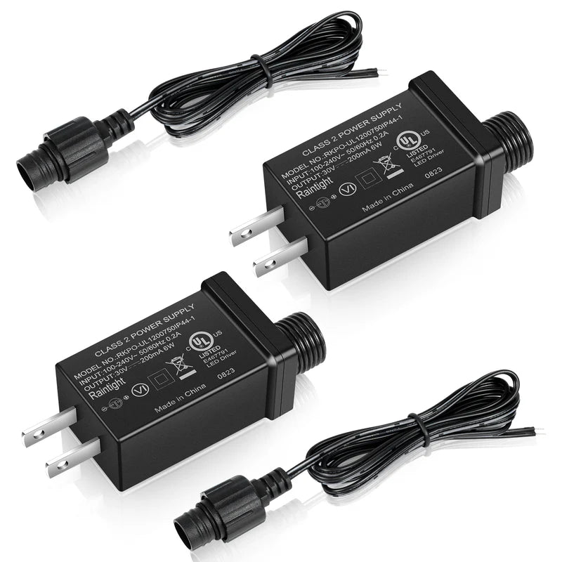 LightingWill IP44 Class 2 Power Supply AC 100–240V to DC 4.5V/12V/24V/30V Waterproof Outdoor LED Driver Adapter Transformer, US Plug for Inflatable Decorations, String Lights, Christmas Trees