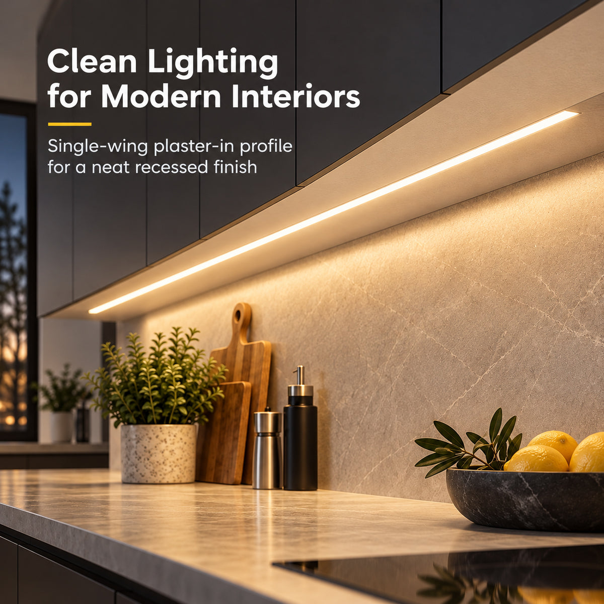 Silver XT-1138 One-Sided LED Aluminum Channel for Plaster-In Drywall, Fits LED Strips Up to 13mm Wide, with Milky White Diffuser
