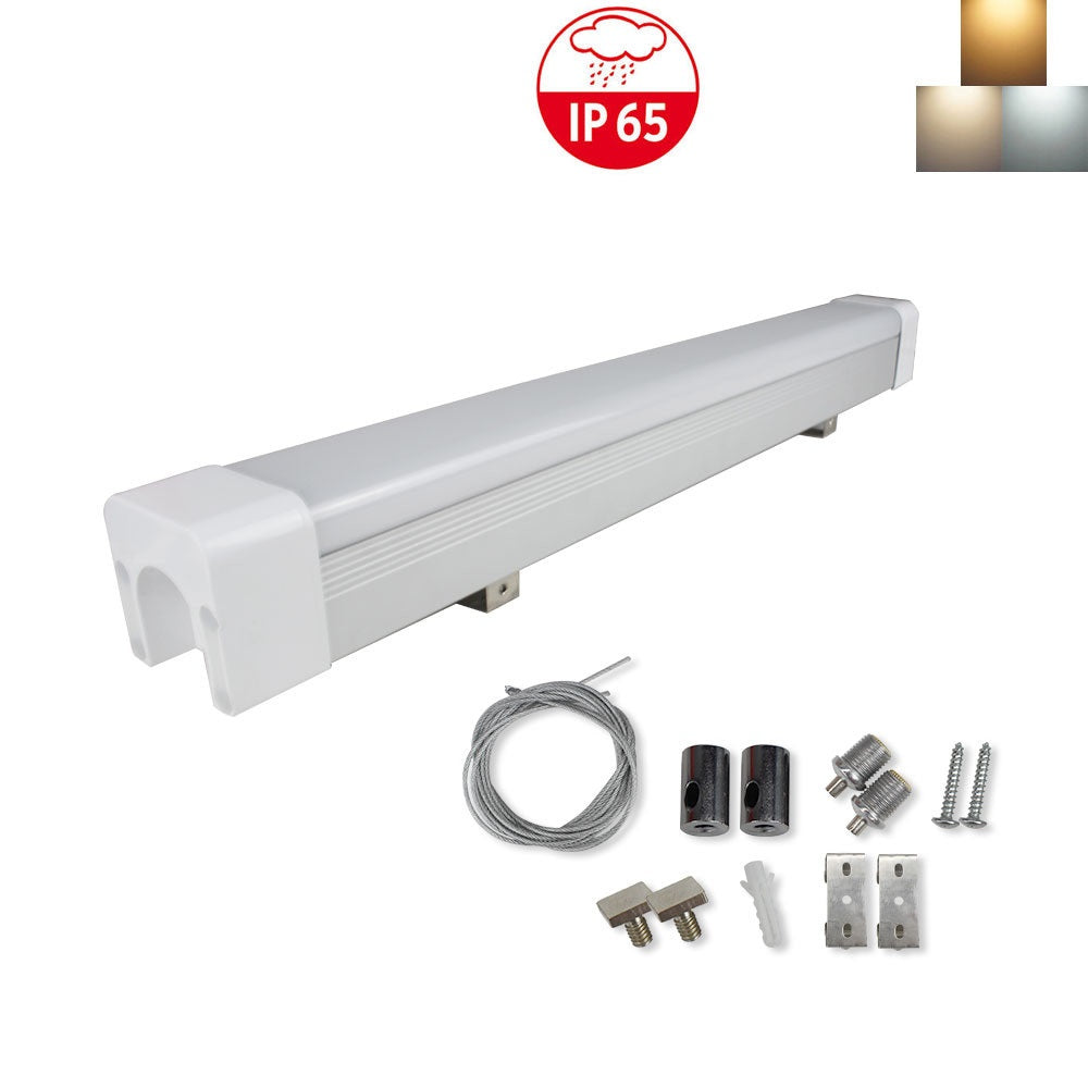 LightingWill Wetterfeste IP65 Nicht dimmbare LED-Linearleiste 2 / 3 / 4 / 5 Fuß (600 mm) 18 W in Aluminium + PC-Gehäuse - Modell B