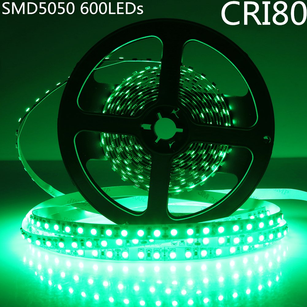 DC 12V Red/Blue/Green/Yellow Dimmable SMD5050-600 Double Row Flexible LED Strips 120 LEDs Per Meter 15mm Width 1800lm Per Meter