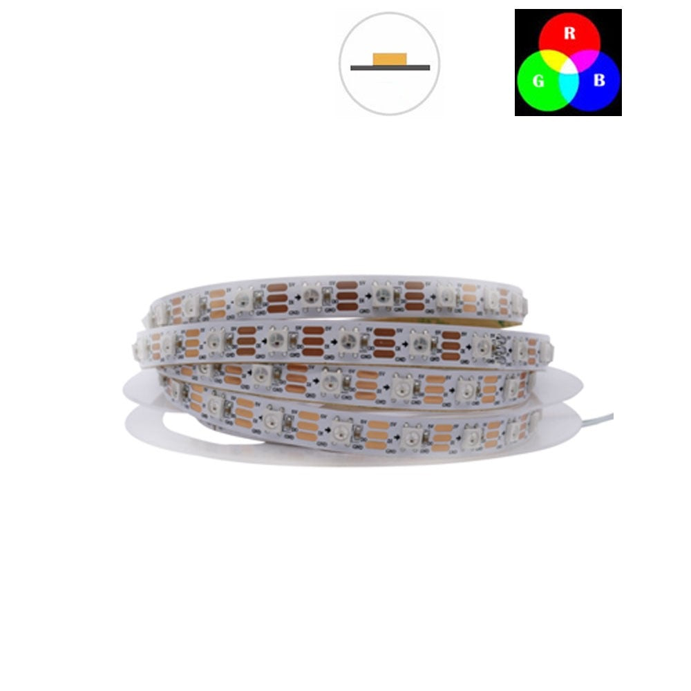 DC 5 V TM1914 Haltepunkt Kontinuierlich RGB Farbwechsel Adressierbares LED-Streifenlicht 5050 RGB 16,4 Fuß (500 cm) 60 LED/Meter LED-Pixel Flexibles Band Weiße Leiterplatte