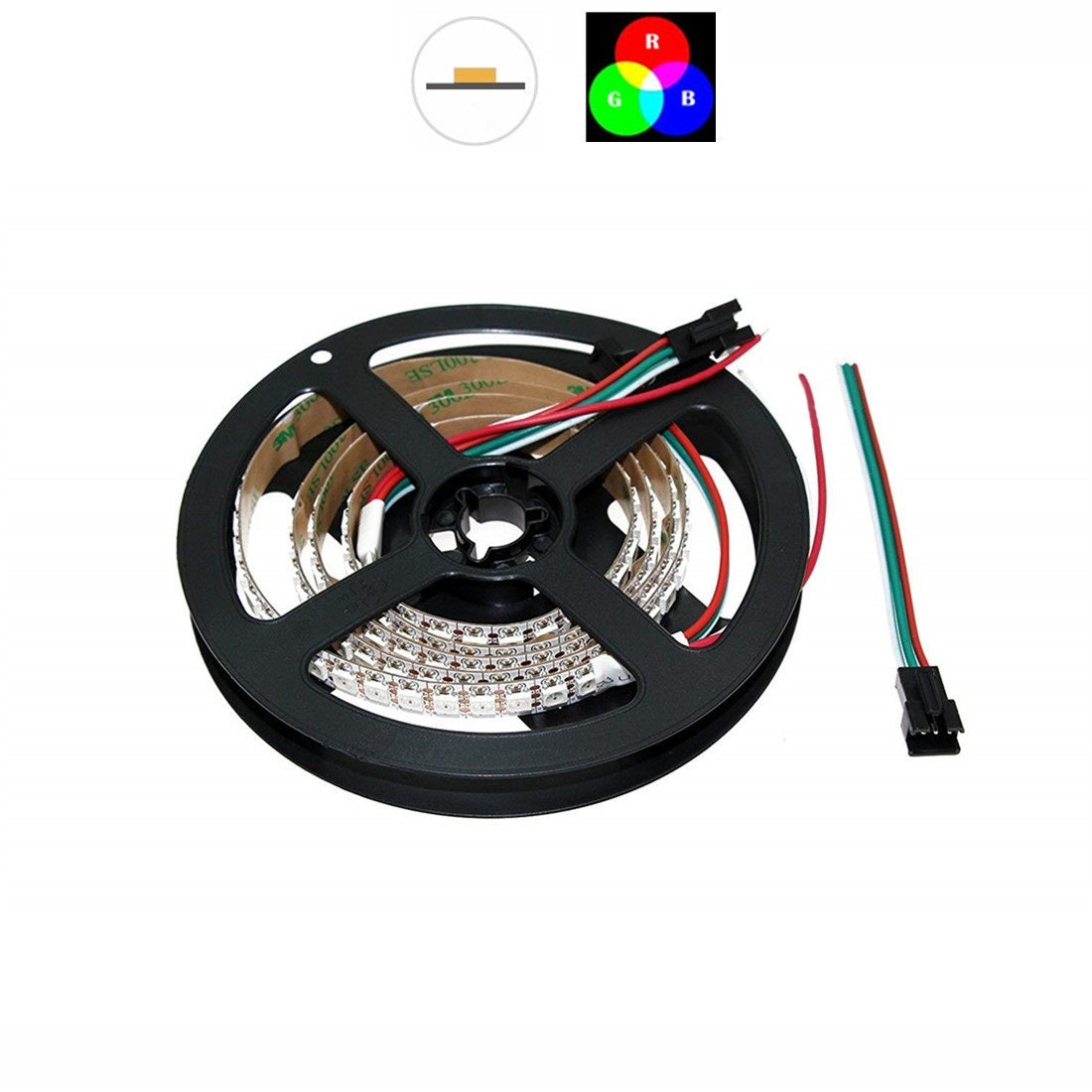 DC 5V SK6812 Individually Addressable LED Strip Light 5050 RGB 6.6 Feet (200cm) 144LED/Meter LED Pixel Flexible Tape White PCB